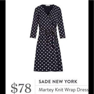 🌸2/$25 NWT Black White Sade New York Martey Knit Wrap Dress Polka Dot